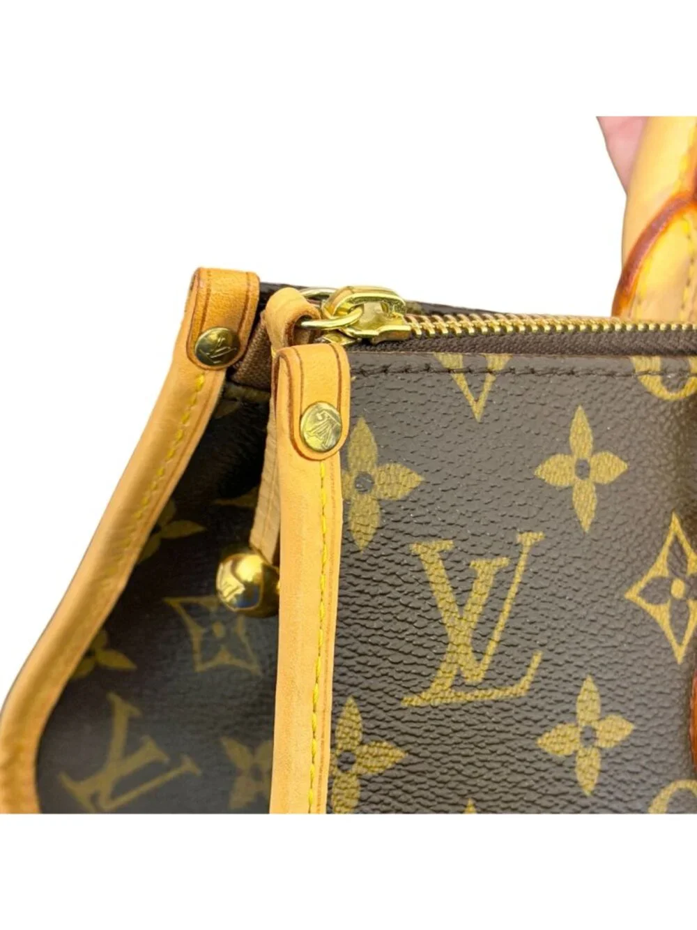Louis Vuitton 2005 Popincourt Handbag Monogram Canvas Brown & Tan Gold-Tone Hard